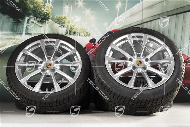 19-inch Boxster S winter wheels set, rims 8J x 19 ET57 + 10J x 19 ET45, Continental WinterContact TS 830P winter tires 235/40 R19 +265/40 R19, DOT/prod. year 2017, tyres profile 6mm