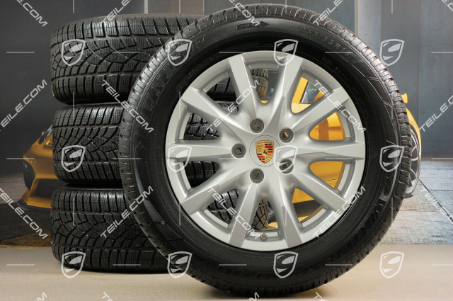 18" Cayenne Winterräder Satz, Felgen 8J x 18 ET53 + Winterreifen Dunlop SP Winter Sport 3D 255/55 R18, mit RDK-Sensoren