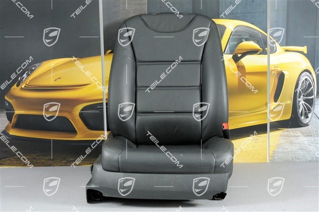 Seat, el adjustable, Lumbar, ruffled leather, black, damaged, R