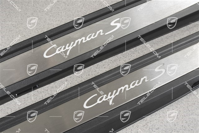 Sill cover inner / Scuff plates, with ilumination, stainless steel, "Cayman S", set, L+R