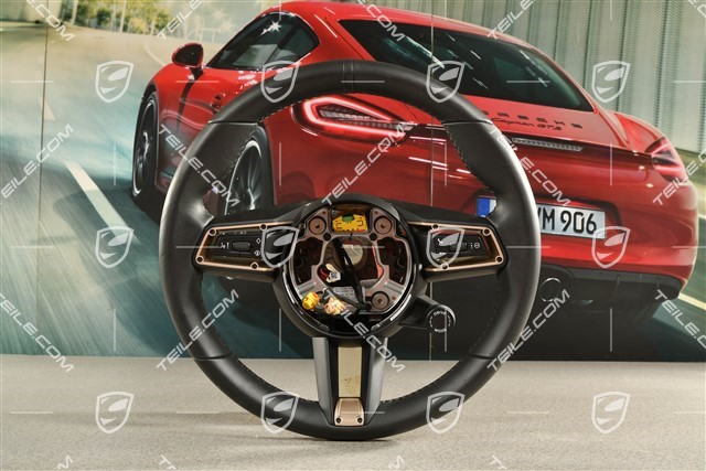Sports Steering wheel GT leather, multifunction, heated, Basalt Black/Meranti Brown leather