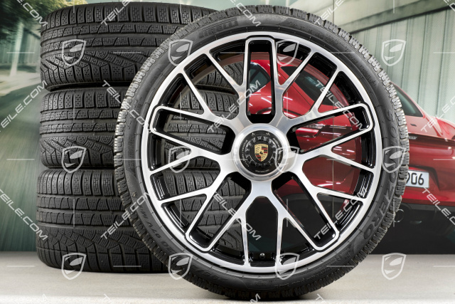 20" Turbo S Koła zimowe komplet do Turbo S / GTS, centralnie mocowane, felgi 8,5J x 20 ET51 + 11J x 20 ET59 + NOWE opony zimowe Pirelli Sottozero II 245/35 R20+295/30 R20, czujniki ciśnienia