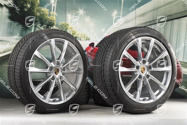 19-inch Boxster S winter wheels set, rims 8J x 19 ET57 + 10J x 19 ET45, Continental WinterContact TS 830P winter tires 235/40 R19 +265/40 R19, DOT/prod. year 2017, tyres profile 6mm