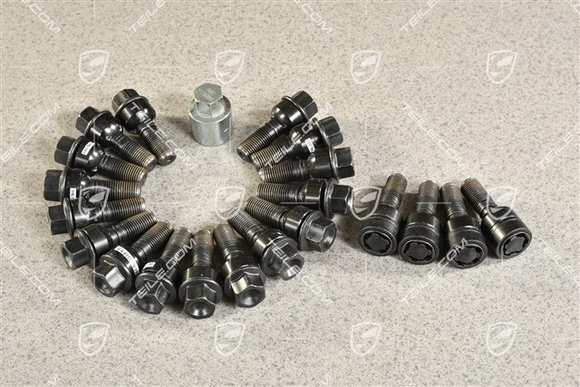 BLACK wheel bolts, set, including anti-theft device