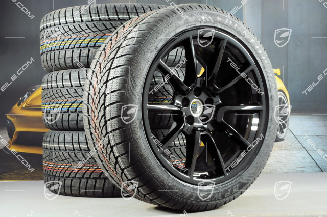 20" "Macan SportDesign" Winterräder Satz, Felgen 9J x 20 ET26 + 10J x 20 ET19 + NEUE Dunlop SP Winter Sport 4D Winterreifen 265/45 R 20 + 295/40 R 20, mit RDK-Sensoren, schwarz hochglanz