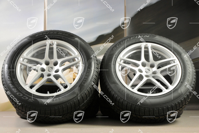 18" "Macan S" Winterräder Satz, Felgen 8J x 18 ET21 + 9J x 18 ET21 + NEUE Pirelli Winterreifen 235/60 ZR 18 + 255/55 ZR 18, mit RDK-Sensoren