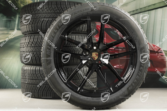 20" "Macan S" Winterräder Satz, Felgen 9J x 20 ET26 + 10J x 20 ET19 + NEUE Michelin Winterreifen 265/45 R 20 + 295/40 R 20, schwarz seidenmatt, mit RDK-Sensoren