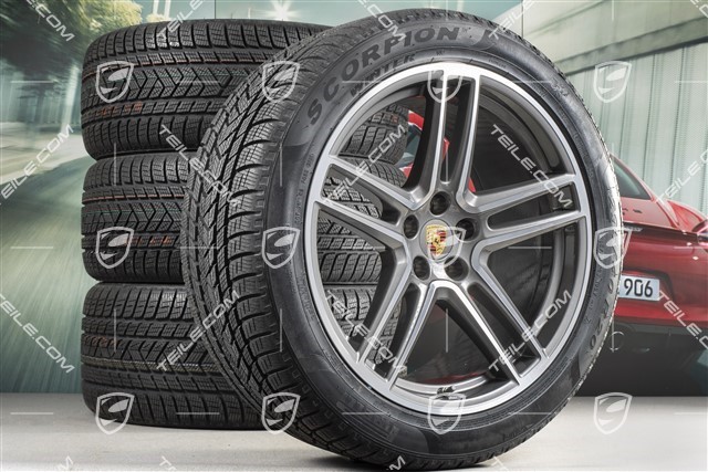 20-inch "Macan Turbo" winter wheels set, rims 9J x 20 ET26 + 10J x 20 ET19 + NEW Pirelli winter tyres 265/45 R20 + 295/40 R20, Titanum, with TPMS