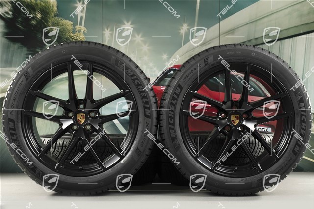 20-inch "Macan S" winter wheels set, rims 9J x 20 ET26 + 10J x 20 ET19 + NEW Michelin winter tyres 265/45 R 20 + 295/40 R 20, black satin matt, with TPMS