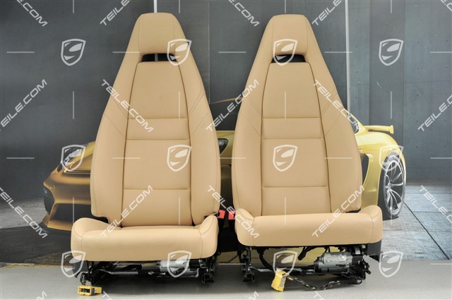 Seats, el. adjustment, Porsche logo, leatherette, Luxor Beige/Black, set (L+R)