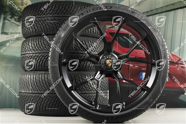 20/21-inch GT3 / GT3RS winter wheel set, central lock wheel rims 9J x 20 ET43 + 11,5J x 21 ET46 + Michelin Pilot Alpin 5 winter tyres 245/35 R20 + 305/30 R21, black high gloss