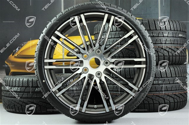 20" Winterräder Satz "Turbo", Felgen 8,5J x 20 ET51 + 11J x 20 ET56 + Pirelli Winterreifen 245/35 R20 + 295/30 R20, mit RDK-Sensoren