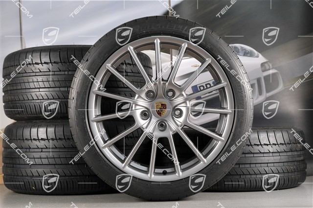 20" Panamera Sport Sommerräder Satz, 2 x 9,5J x 20 ET 65 + 2 x 11,5 J x 20 ET 63, Reifen 255/40 ZR20 + 295/35 ZR20 mit RDK