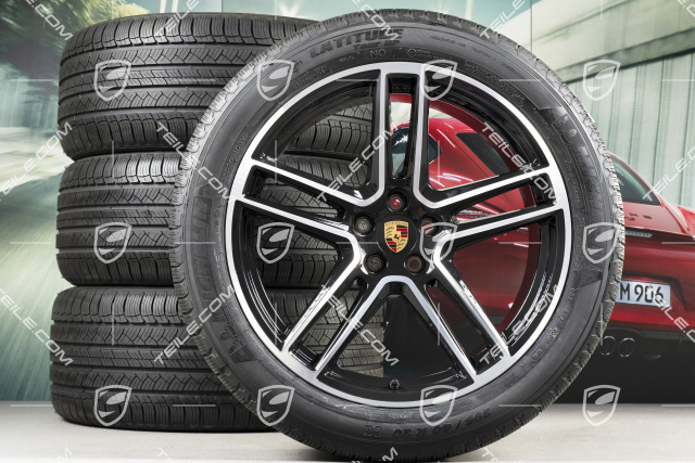 20-inch "Macan Turbo" all-season-wheels set, rims 9J x 20 ET26 + 10J x 20 ET19 + NEW all-season-tyres 265/45 R 20 + 295/40 R 20, BORBET black high gloss, with TPMS