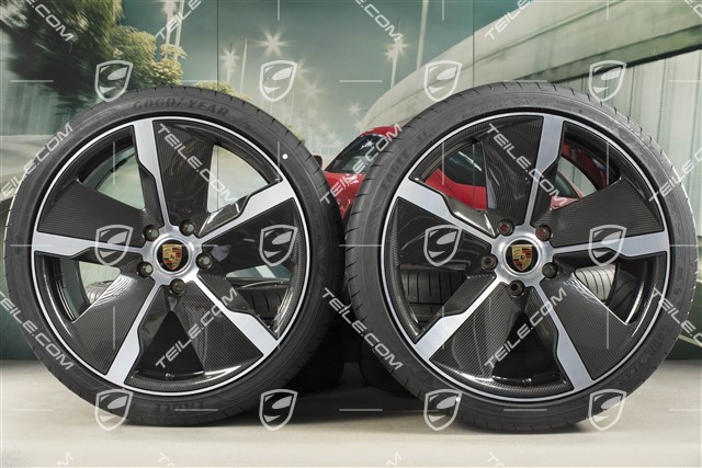 21" Exclusive Design summer wheel set, rims 9,5J x 21 ET60 + 11,5J x 21 ET66 + Goodyear summer tyres 265/35 R21 + 305/30 R21, Carbon aeroblades