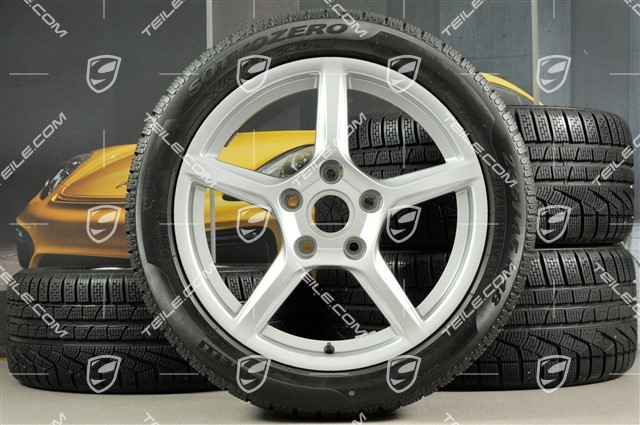 18" Boxster koła zimowe komplet, 8J x 18 ET57 + 9J x 18 ET47 + opony zimowe Pirelli Sottozero II 235/45 R18 + 265/45 R18, bez czujników ciśnienia RDK