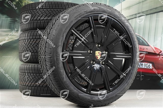 20" Sport Aero Winterräder Satz, Felgen 9J x 20 ET54 + 11J x 20 ET60, Pirelli Winterreifen 245/45 R20 + 285/40 R20, in Schwarz Hochglanz