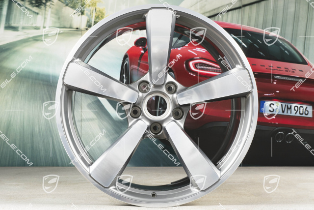 20+21-inch wheel rim set Carrera Exclusive, rims: front 8,5J x 20 ET53 + rear 11,J x 21 ET67, Platinum Silver