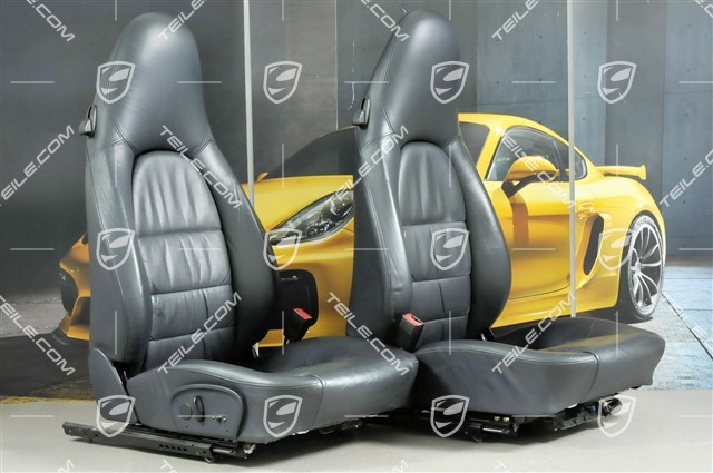 Seats, el adjustable, heating, leather, Metropole blue, Draped, set (L+R)