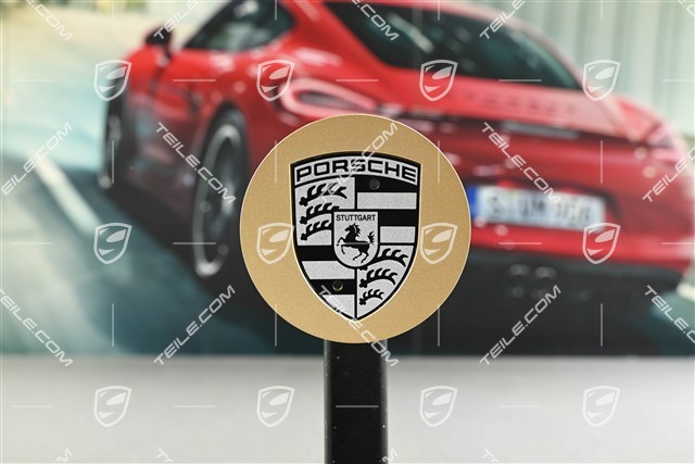Center cap, concave, crest black/silver, Golden / Aurum satin mat