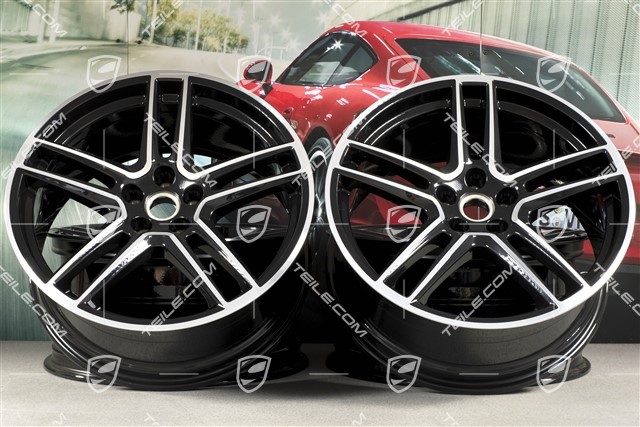 20-inch alloy wheel "Macan Turbo", 9J x 20 ET26 + 10J x 20 ET19, BORBET, Jet Black