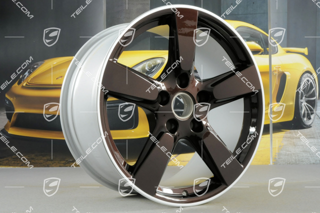 19-inch Cayman S wheel set, 8J x 19 x ET 57 + 9,5J x 19 x ET 45, rims spokes in Mahogany Metallic