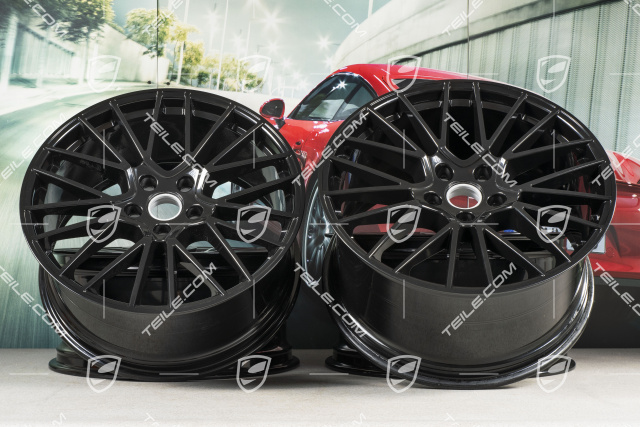 21-inch wheel rim set Cayenne RS Spyder, 11J x 21 ET58 + 9,5J x 21 ET46, black high gloss