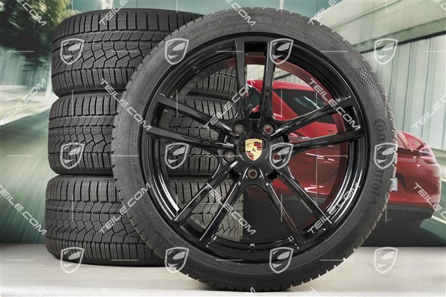 21-inch Cayenne Turbo winter wheel set, rims 9,5J x 21 ET46 + 11,0J x 21 ET58 + NEW Continental winter tyres 275/40 R21 + 305/35 R21, with TPMS, black high gloss