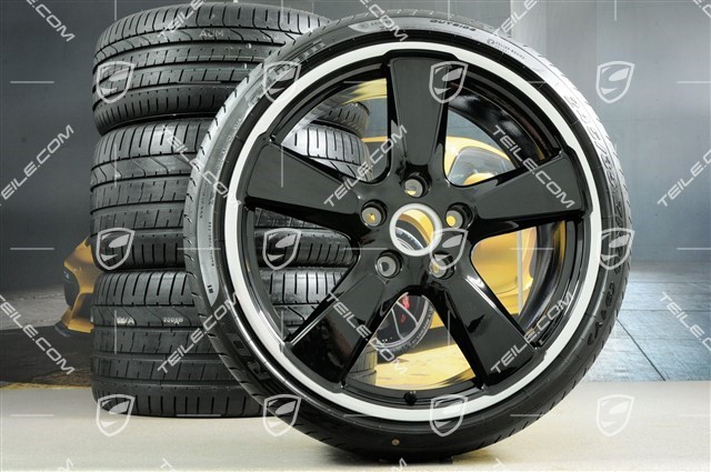 20" Sommerräder Satz Sport Classic - Schwarz, Felgen 9J x 20 ET51 + 11,5J x 20 ET56 + NEUE Pirelli Sommerreifen 245/35 ZR20 + 305/30 ZR20, mit RDK-Sensoren