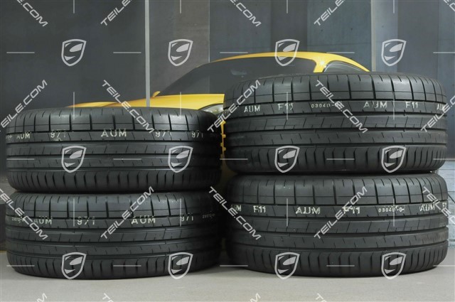 20" Carrera S summer wheels set, rims 8J x 20 ET57 + 10J x 20 ET45, Pirelli summer tires 235/35 ZR20 + 265/35 ZR20, silver, with TPMS