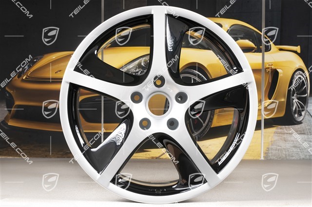 20-inch Cayenne SportTechno wheel set, front 9-inch + rear 10-inch, silver + black high gloss