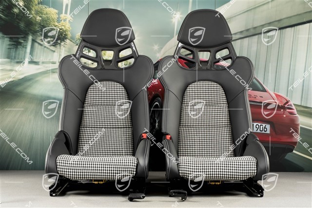 Bucket seats GT3RS / GT2RS, Carbon, leather+Pepita, black, set, L+R