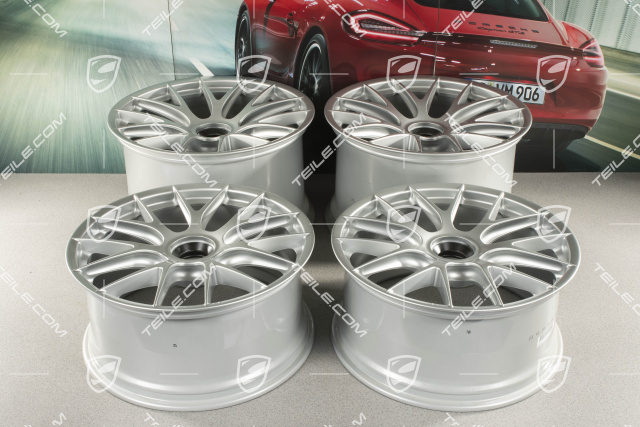 20"+21" GT2RS/GT3RS Magnesium wheel rim set, wheel rims 9,5 J x 20 ET50 + 12,5 J x 21 ET48, brilliant silver