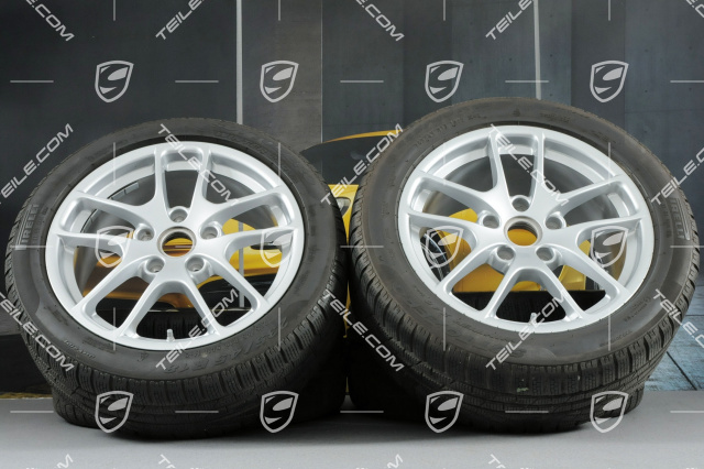 18-inch winter wheels set "Cayman", rims 8J x 18 ET57 + 9J x 18 ET47 + winter tyres Pirelli SottoZero2 N0 235/45 R18 + 265/45 R18, with TPM sensors