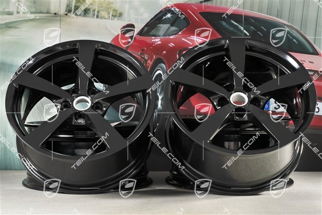 18-inch wheel rim set Macan, 8J x 18 ET21 + 9J x 18 ET21, black high gloss