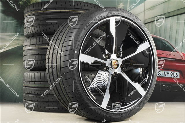 21" Exclusive Design summer wheel set, rims 9,5J x 21 ET60 + 11,5J x 21 ET66 + Goodyear summer tyres 265/35 R21 + 305/30 R21, black