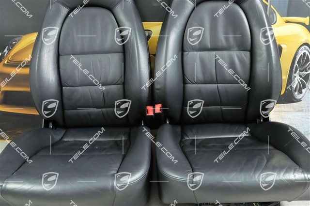 Seats, el adjustable, heating, leather, Metropole blue, Draped, set (L+R)