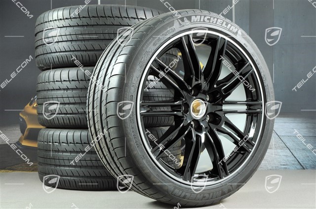 21-inch SportEdition summer wheel set, black, high gloss, 4 wheels 10J x 21 ET 50+4 tyres 295/35 R 21 107Y XL,with TPMS