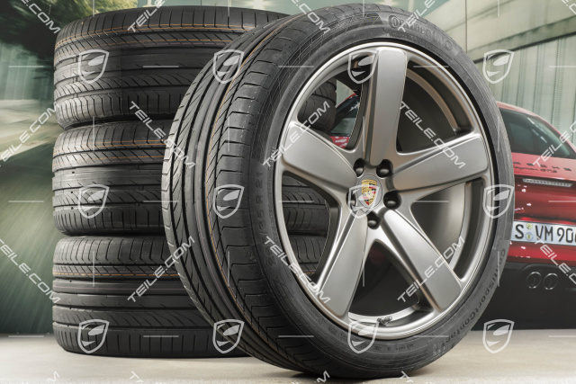 21-inch "Sport Classic" Platinum summer wheels set, rims 9J x 21 ET26 + 10J x 21 ET19, summer tyres 265/40 R 21 + 295/35 R 21, with TPMS