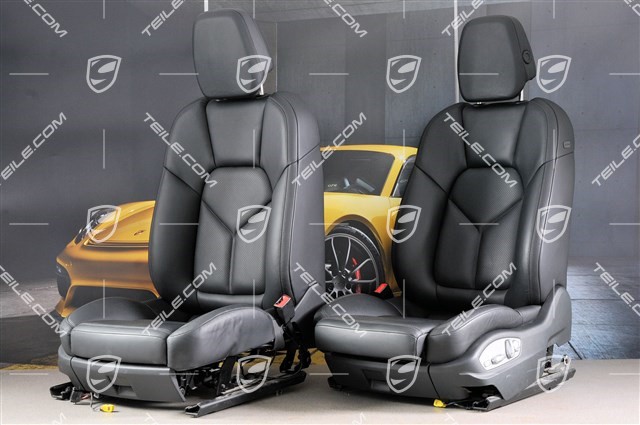 Seats, el. adjustable, leather, black, set (L+R)