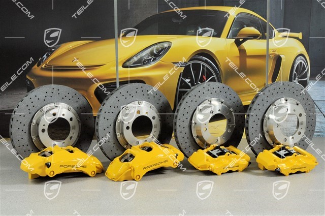 PCCB Ceramic brake kit, brake discs: 2x front + 2x rear, fixed callipers:2x front and 2x rear, pads