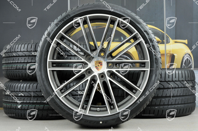 20" Sommerräder 911 Turbo IV, Felgen 11,5J x 20 ET56 + 9J x 20 ET51 + Pirelli Sommerreifen 305/30 ZR20 + 245/35 ZR20, Titan