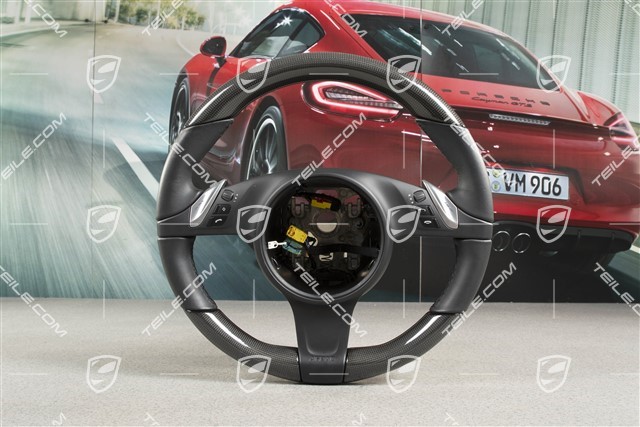 Multifunction steering wheel, heated, smooth leather black + CARBON