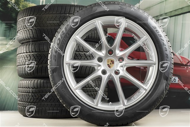 20" Cayenne Design Winterräder Satz, Felgen 9J x 20 ET50 + 10,5J x 20 ET64 + Pirelli Winterreifen 275/45 R20 + 305/40 R20, mit RDK-Sensoren