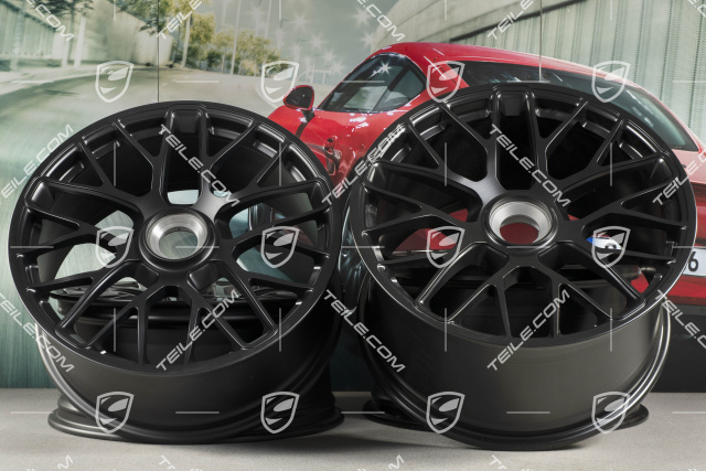 20" felgi Turbo S, komplet do GTS, centralne mocowanie, 8,5J x 20 ET51 + 11J x 20 ET52, czarny satynowy półmat, do użytku w zimie