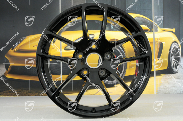 18-inch wheel rim set Cayman III, 8J x 18 ET57 + 9,5J x 18 ET49, black high gloss