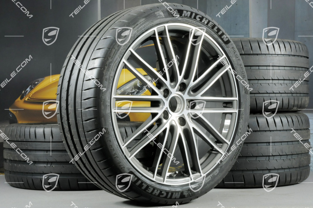 21-inch Turbo IV summer wheel set, rims 9,5J x 21 ET71 + 11,5J x 21 ET69 + NEW Michelin summer tires 275/35 ZR21 + 325/30 ZR21, with TPM, only for Turbo S E-Hybrid