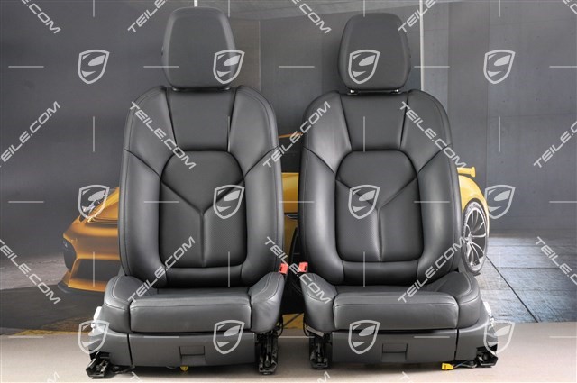 Seats, el. adjustable, leather, black, set (L+R)