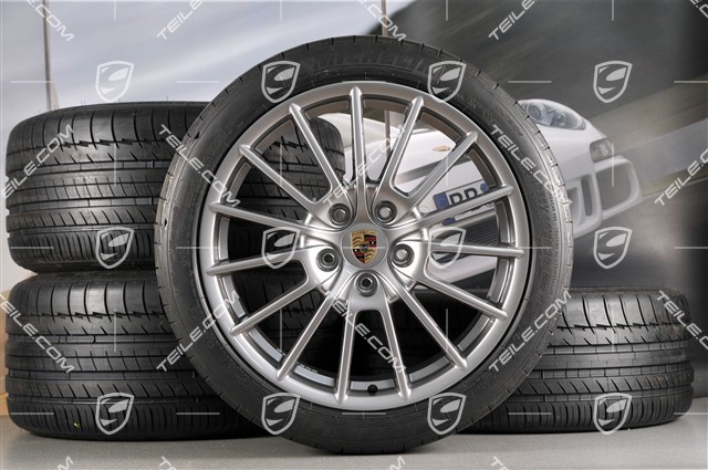 20-inch Panamera Sport summer wheel set, 2 x 9,5J x 20 ET 65 + 2 x 11,5 J x 20 ET 63 + NEW Michelin tyres 255/40 ZR20 + 295/35 ZR20 with TPM