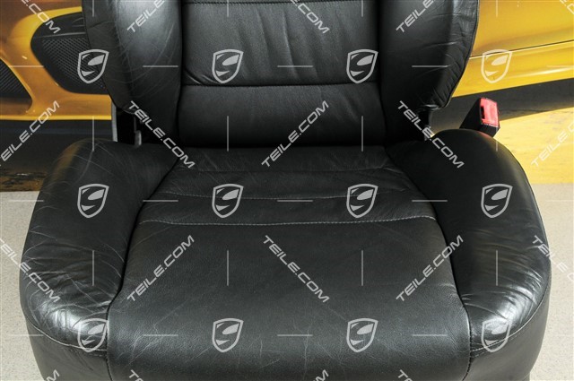 Fotel, regulowane elektrycznie, podgrzewane, skóra, Czarne, fałdowane, herb Porsche, uszkodzony, R